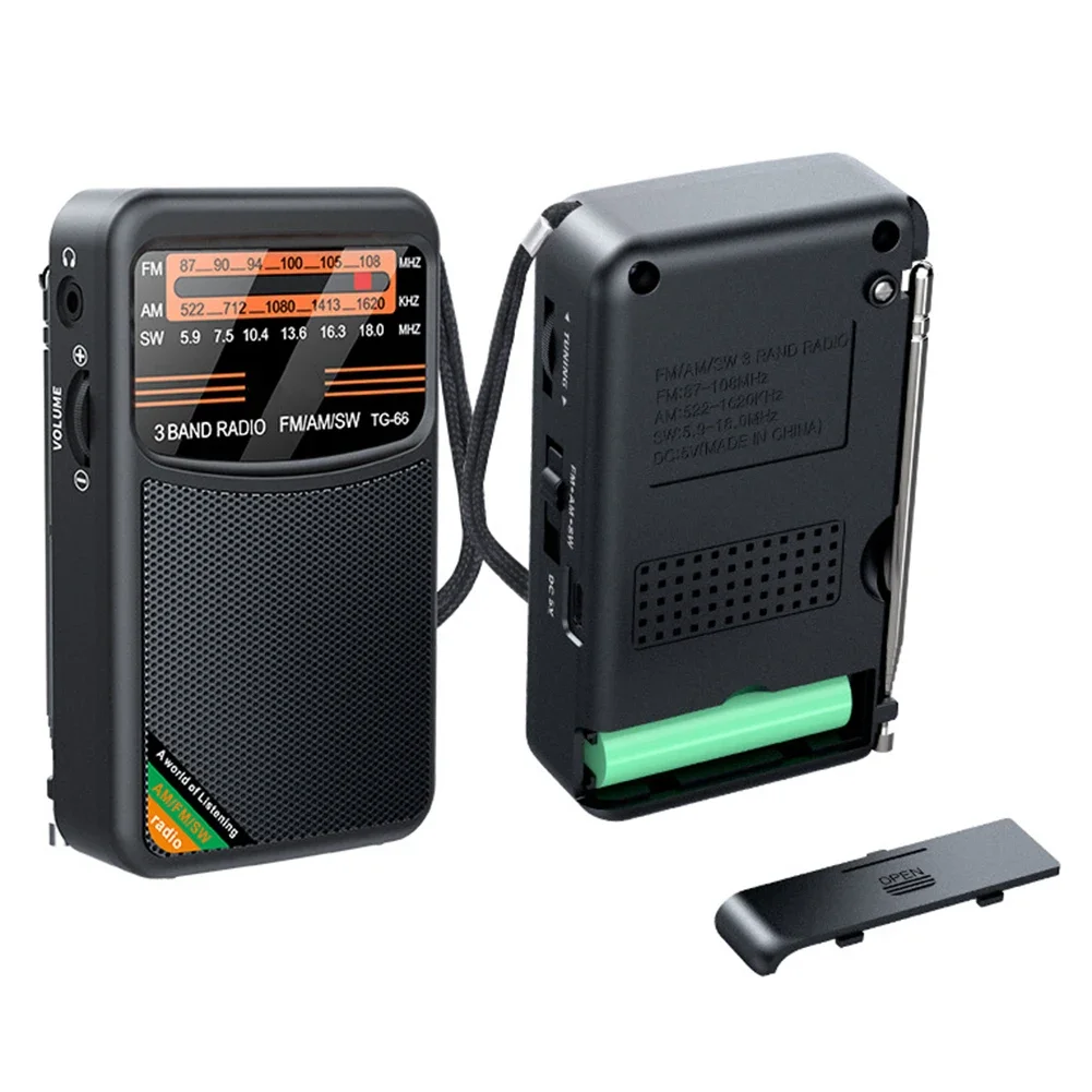 

1pc Pocket Handheld Radio 116.2x70.5x31.6mm Multifunctional AM/FM/SW Full Channel Rechargeable Mini Radio Radio Accessories
