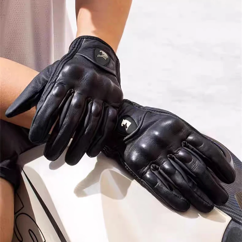 

Motorcycle Full Finger Gloves Men and Women Rider Winter Season Screentouch Gloves Genuine Goatskin Leather Motor Cycling Gloves