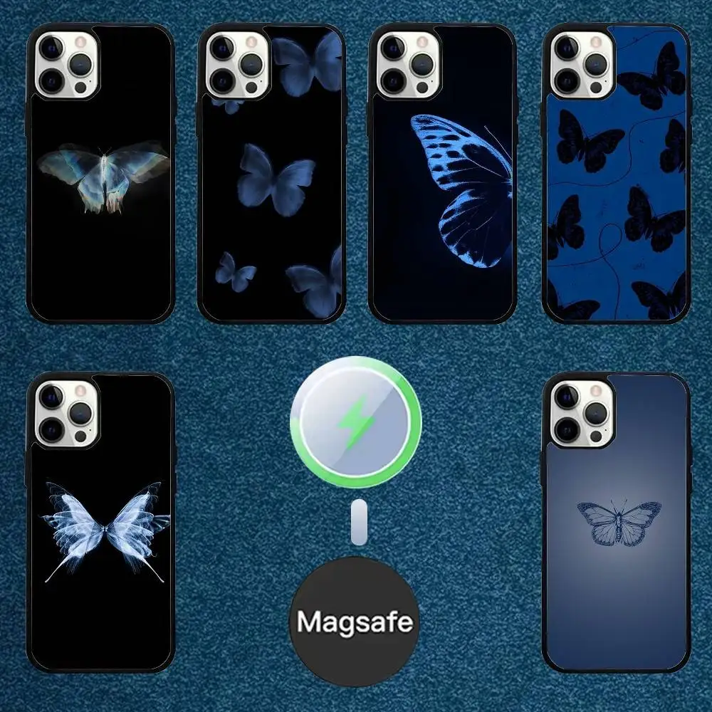 

Blue Butterfly Beautiful Phone Case For iPhone 16,15,14,13,12,11,Plus,Pro,Max Mini Magsafe Magnetic Wireless Charging