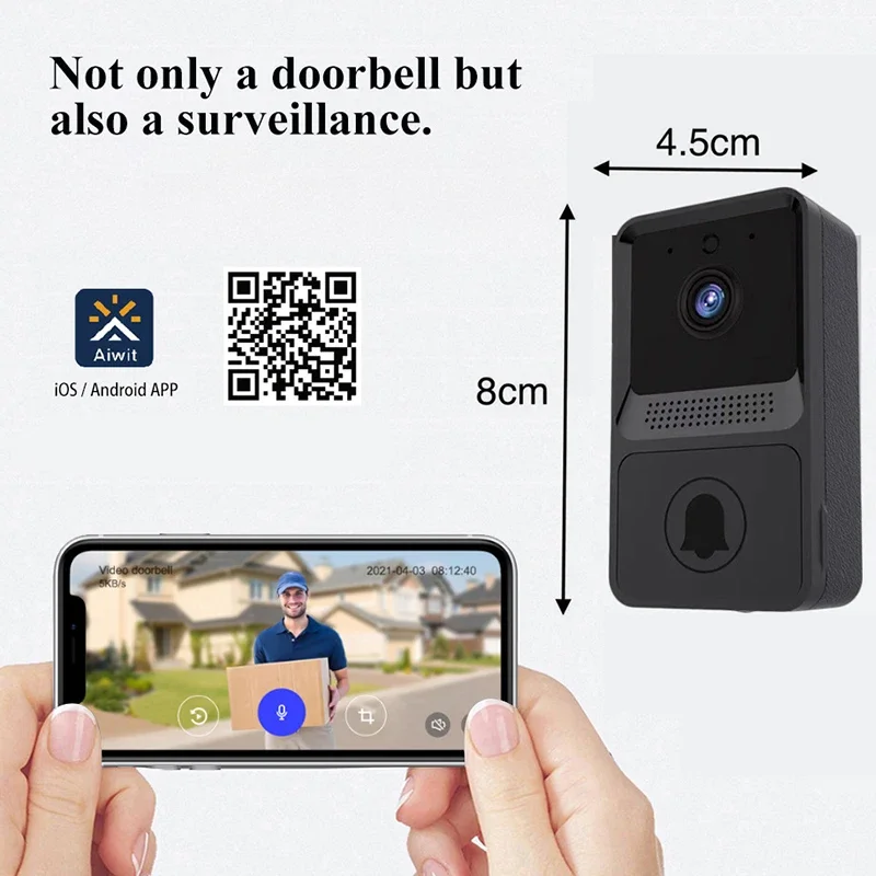 Smart WIFI Wireless Doorbell Video Phone Intercom 100° Wide Vision HD Camera Infrared Night Vision Home Security Alarm Doorbell