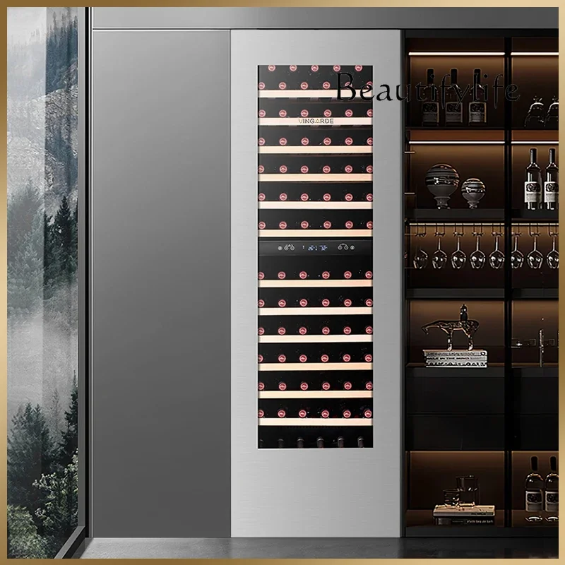 N47 Wine cabinet constant temperature and humidity household fully embedded double temperature large capacity wine cabinet ice b