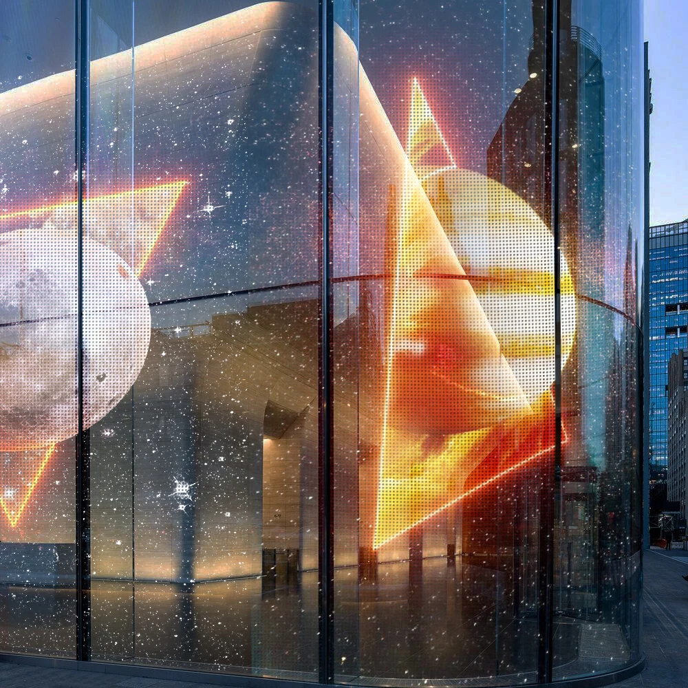 

Крытая светодиодная стеклянная панель для видео, водонепроницаемая панель дисплея, клейкая прозрачная светодиодная пленка для экрана, наклейка на стекле Dir