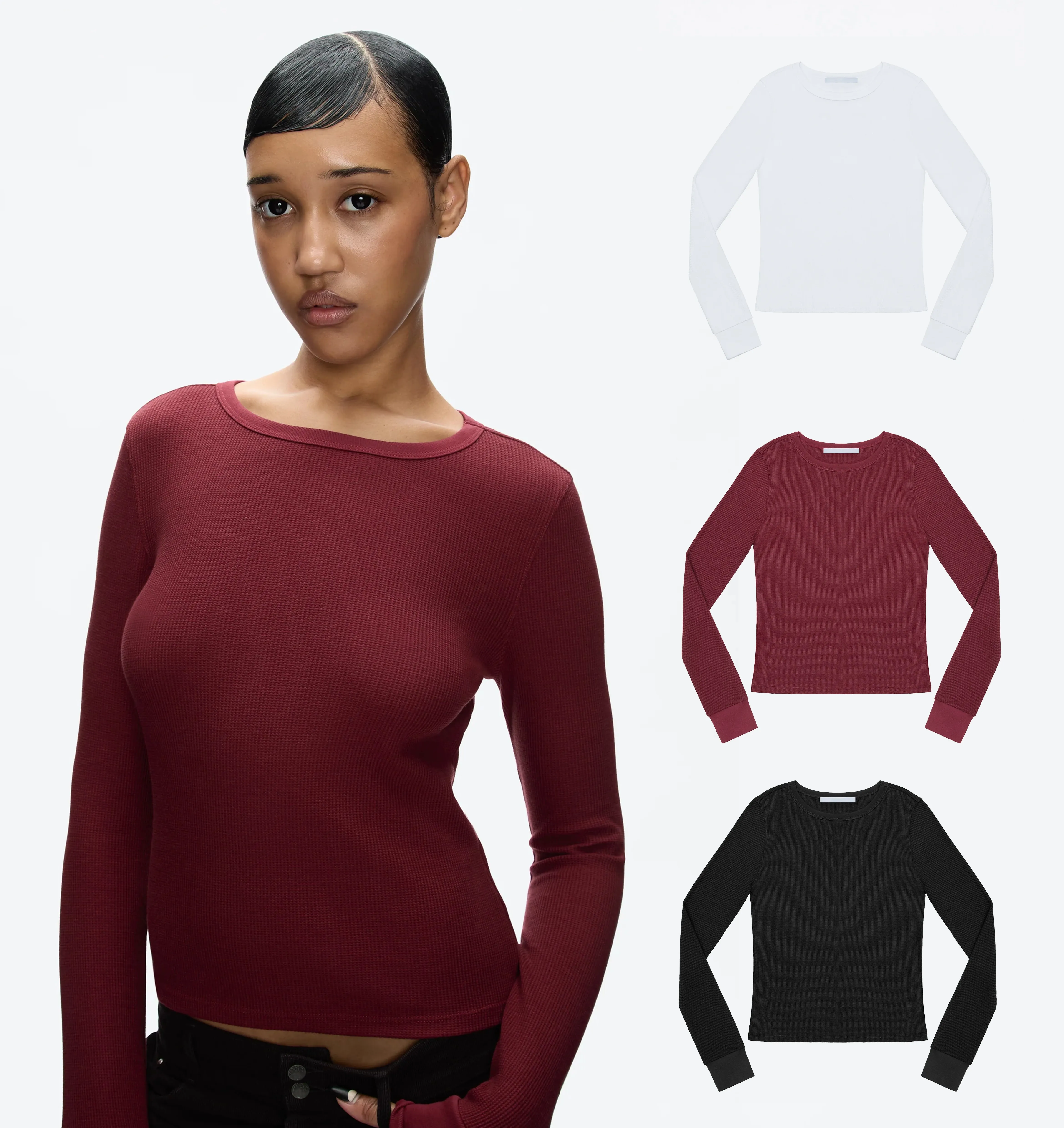 

Майка женская облегающая вафельная вязка с круглым вырезом и длинными рукавами, укороченный топ в винтажном базовом стиле, утягивающая внутренняя одежда, вязаный топ верхней одежды, осенне-зимний теплый топ с длинными рукавами