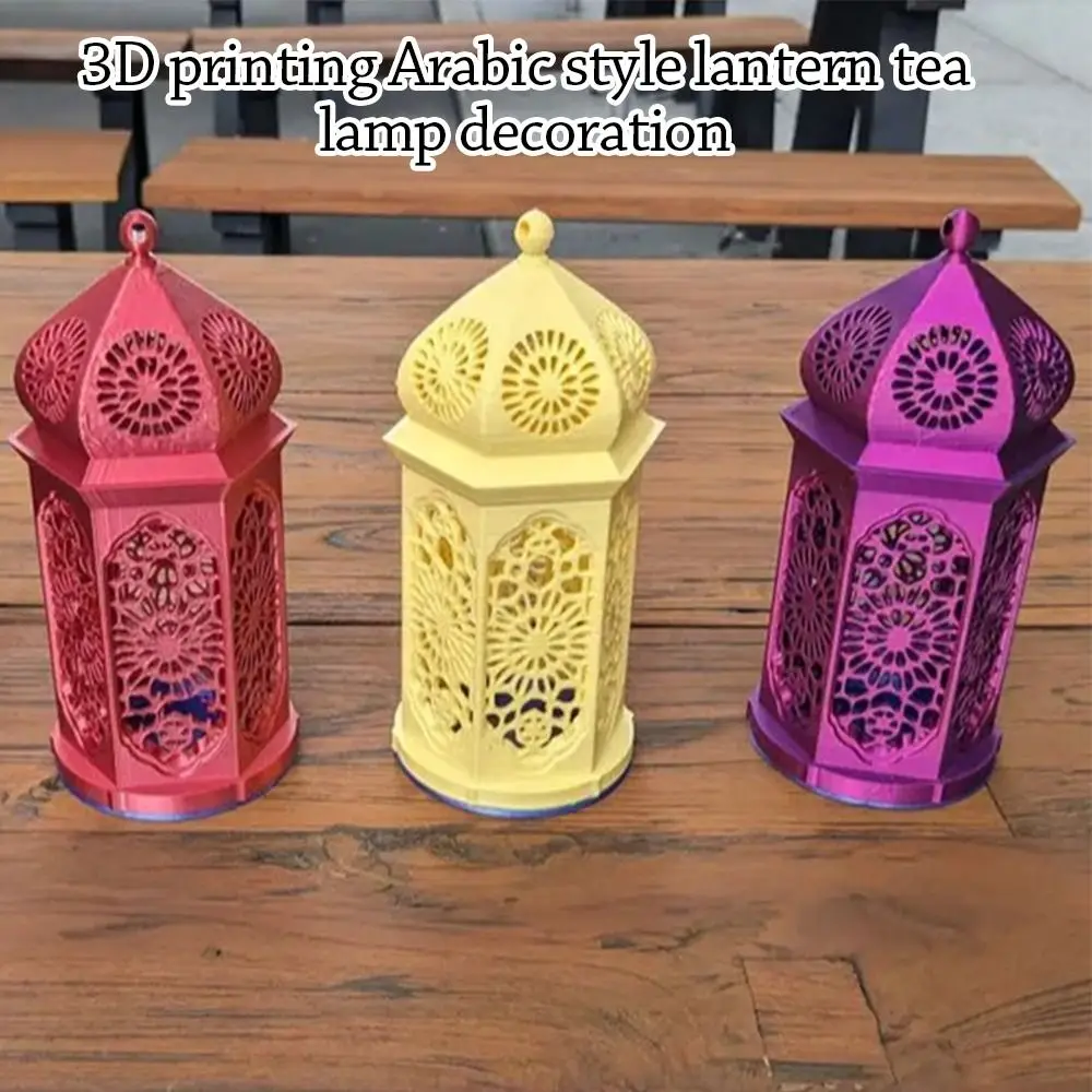 Durable 3D Printing Arabic Style Lantern Gift PLA Tea Lamp Statue Lantern Decor For Home Living Room Desktop