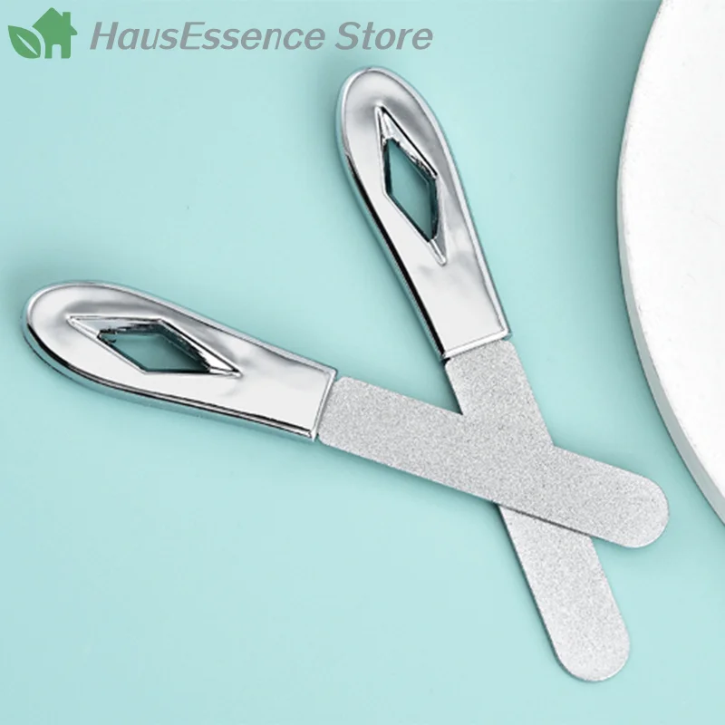 ※Stainless Steel Nail Files Double Sided Nail Files Anti-slip Handle Grit Diamond Fingernail File Easily Emery Boards