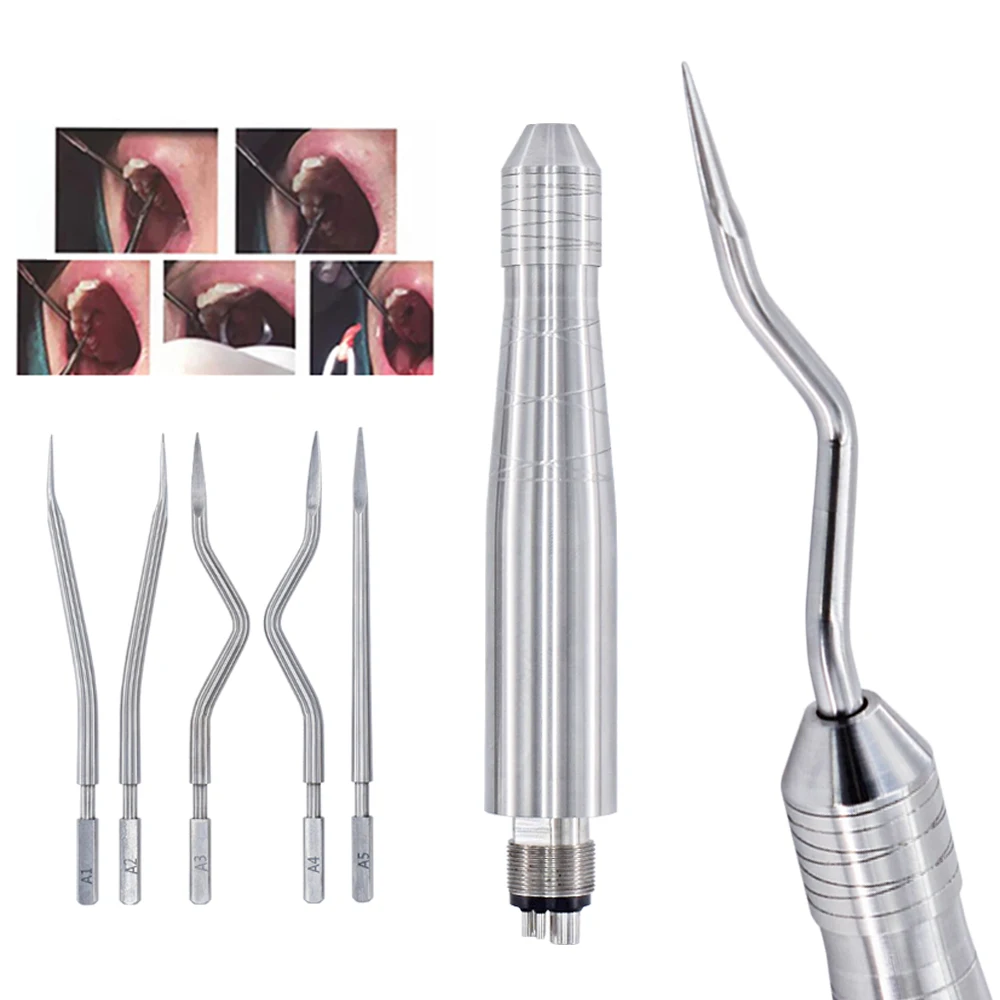 

DEASIN Extraction Surgery Instruments Turbine Pneumatic Elevator Set Dental Tools with 5 Tips for Clinic Dentistry Tools 4 Hole