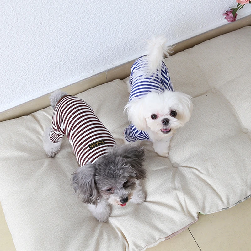 Dog Clothes Stripe Pet Cat Dog Jumpsuit Cotton Autumn Winter Coat Thin Dog Warm Clothes Puppy Sweatshirt Pet Chihuahua Pajamas