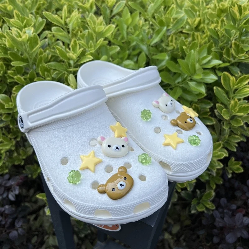 10 قطعة الأحذية السحر للإزالة لطيف الدب نجوم إكسسوارات أحذية للفتيات أحذية قطنية قباقيب DIY بها بنفسك هالوين X-mas هدايا الحفلات