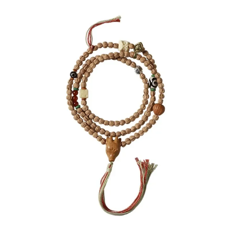 Artsy مستقيم قطع البذور الخرز تقريبا 108 قطع اليد المنسوجة حبل الغزلان رئيس ثلاثة طريقة سوار الاتجاه العرقي النمط الصيني مجوهرات #5