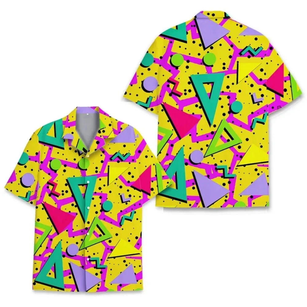 Vintage Back To The 80s Letter Pattern 3D Print Breatha Quick-dry Men's  Shirt Outdoor Street Casual Hawaiian Y2K Vacation Shirt
