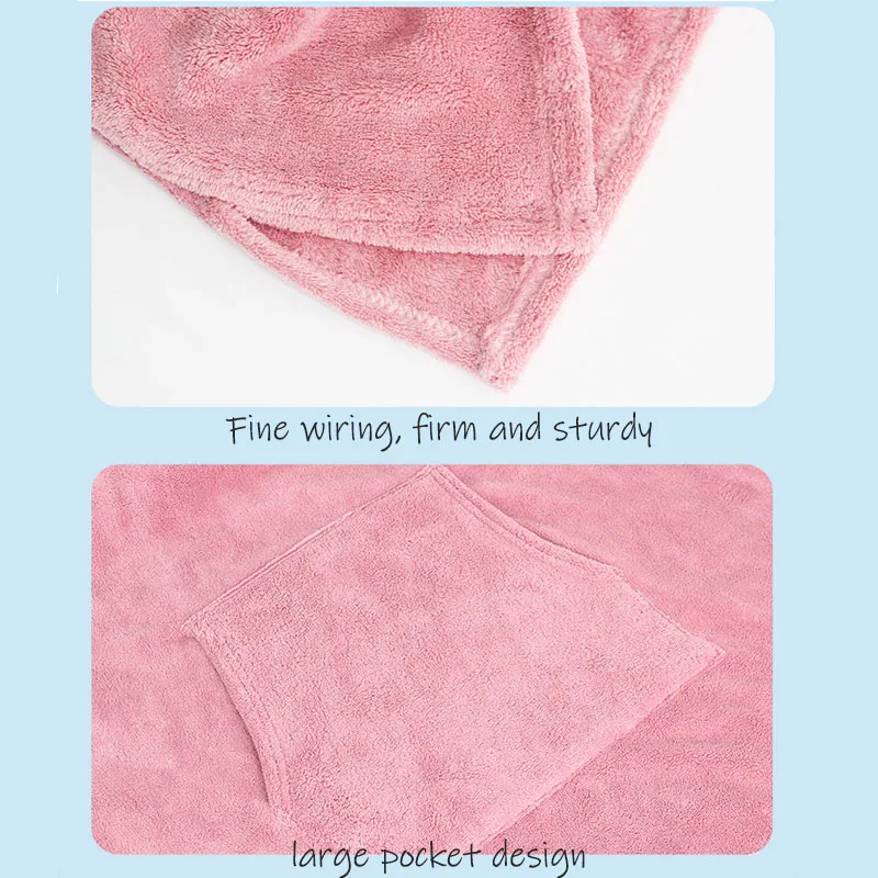 Kids Hooded Fleece Bathrobe, Quick-drying Absorbent Material, Beach Towels, Pocket Design, Soft Homewear