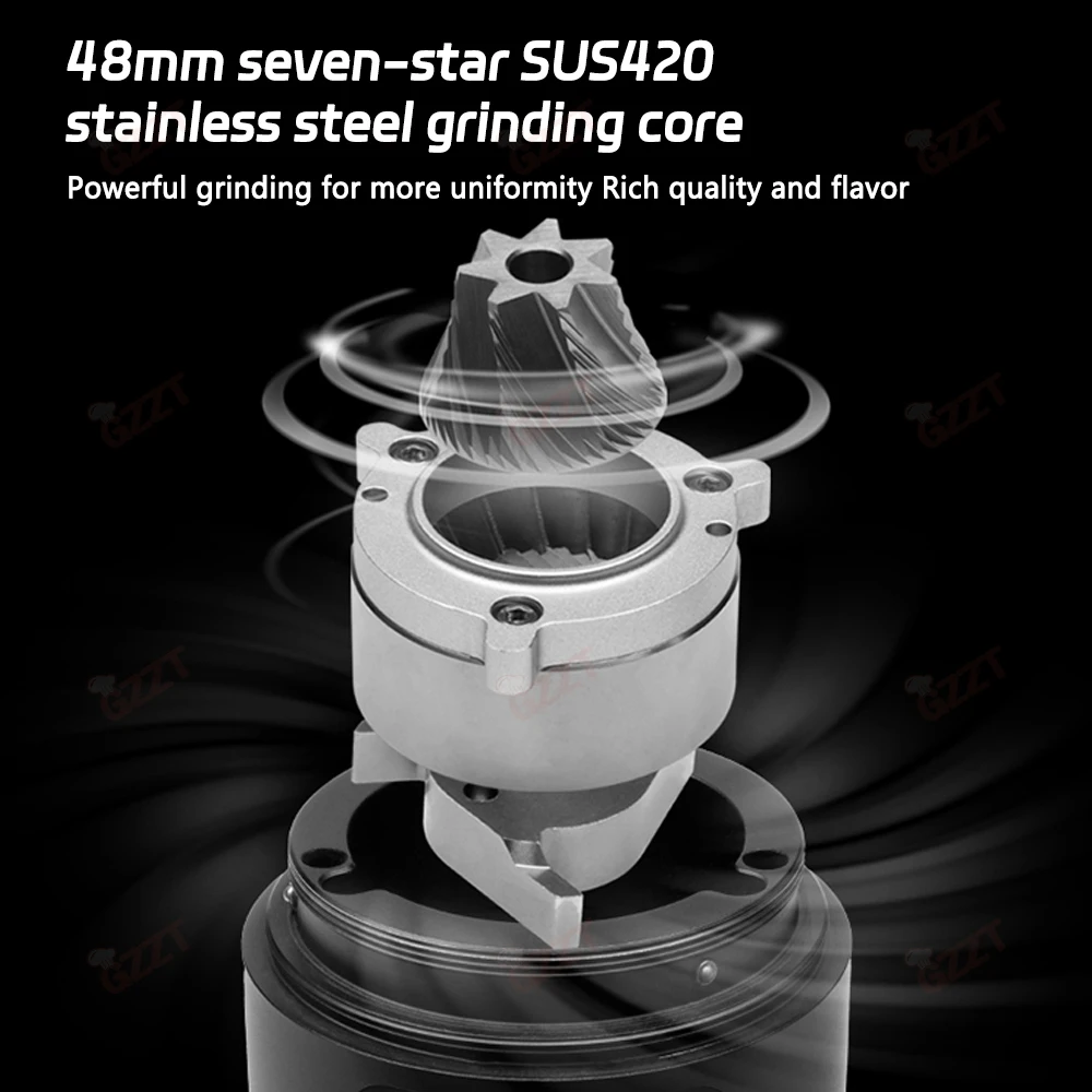 GZZT CG05 Slow Grinding Electric Bean Grinder DC Gear Motor 48mm 7-core Stainless Steel Burr Coffee Grinding Maker Coffee Mill