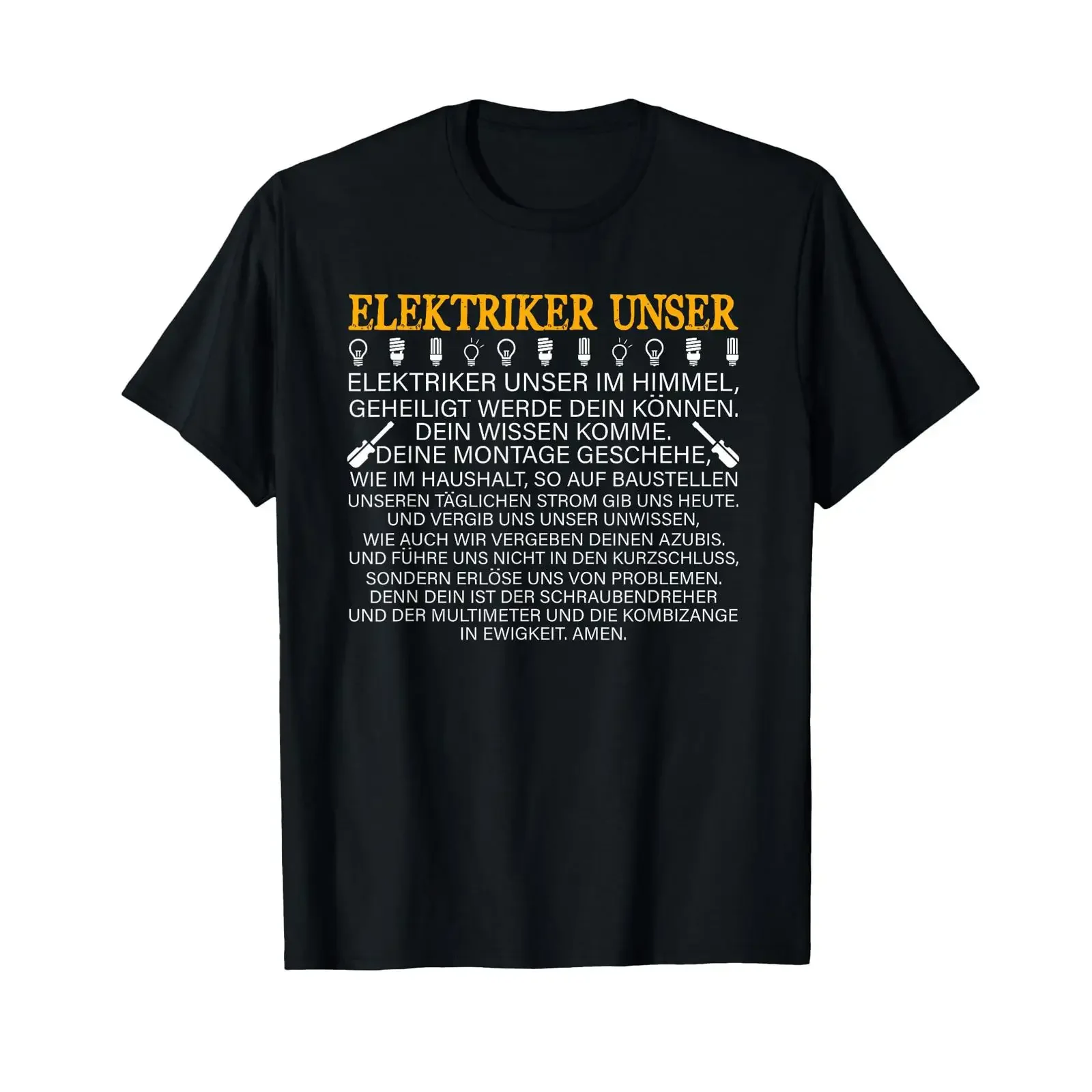 Electrician Prayer Funny Saying Electronics Men's T Shirt black vintage Washed streetwear Stretched designer clothes Stylish