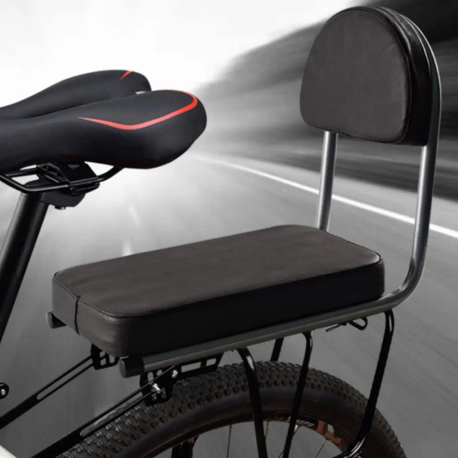 Rear Bike Seat with Backrest Comfortable Back Support Cycle Rear Seat Transport Accessory Wear-Resistant Quick Installation