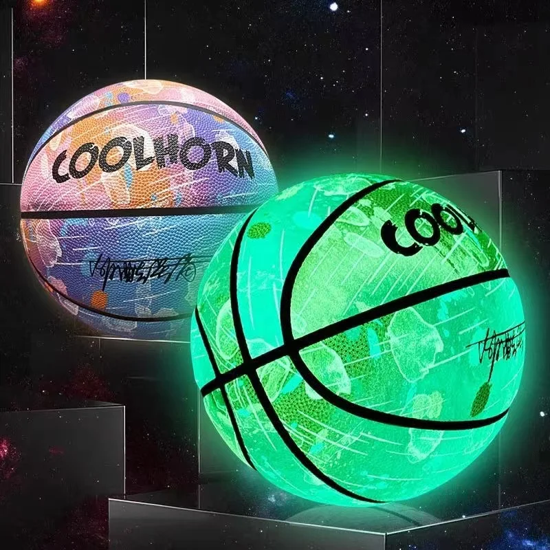 Light Up Basketball Ball for Night Game Gift, Regular Hygroscopic Streetball, Glow in the Dark, Size 7, Size 6, Size 5