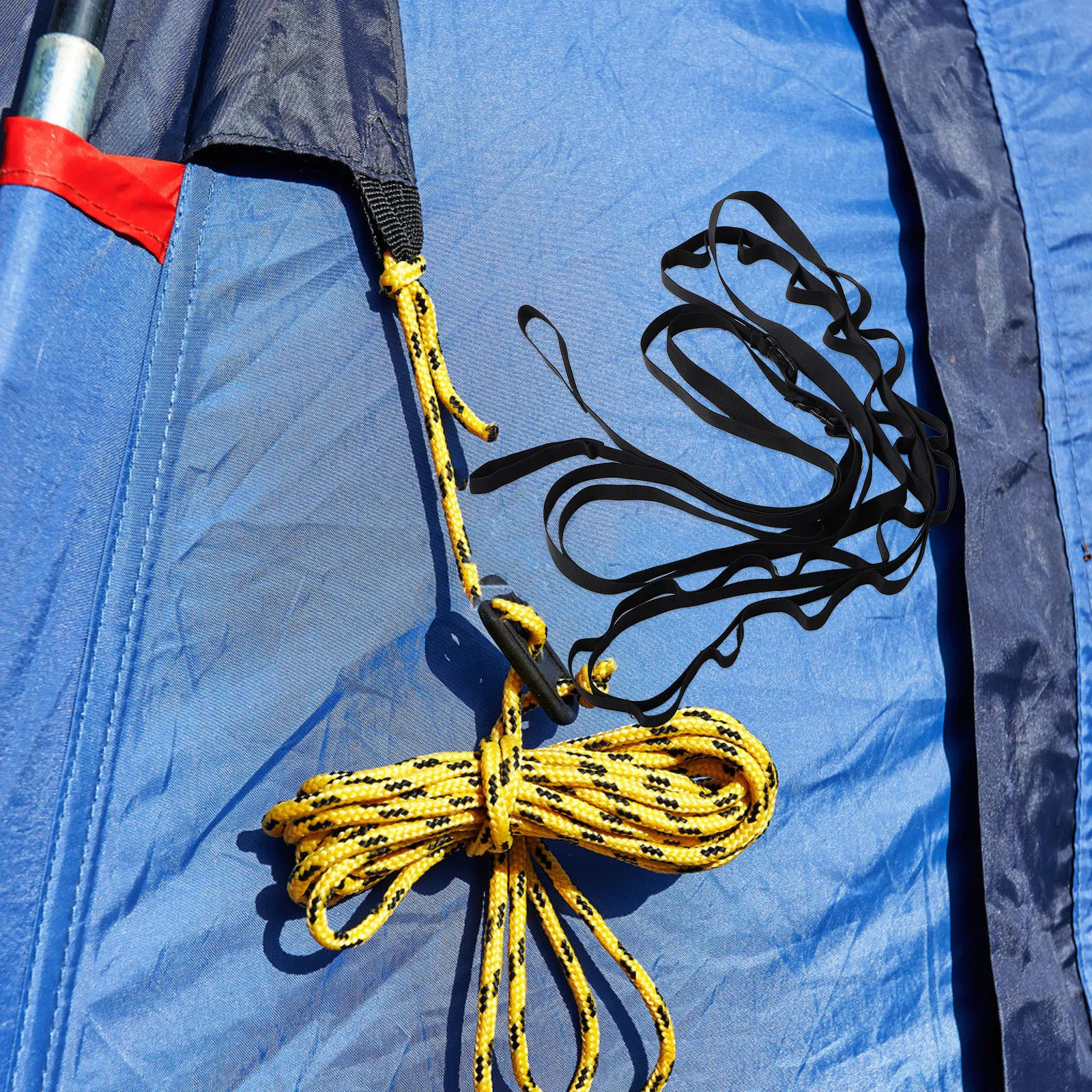 

Portable Outdoor Camping Clothesline Nylon Strap with Hooks Carabiners Adjustable Gear Hanging Organizer for Travel Campsite