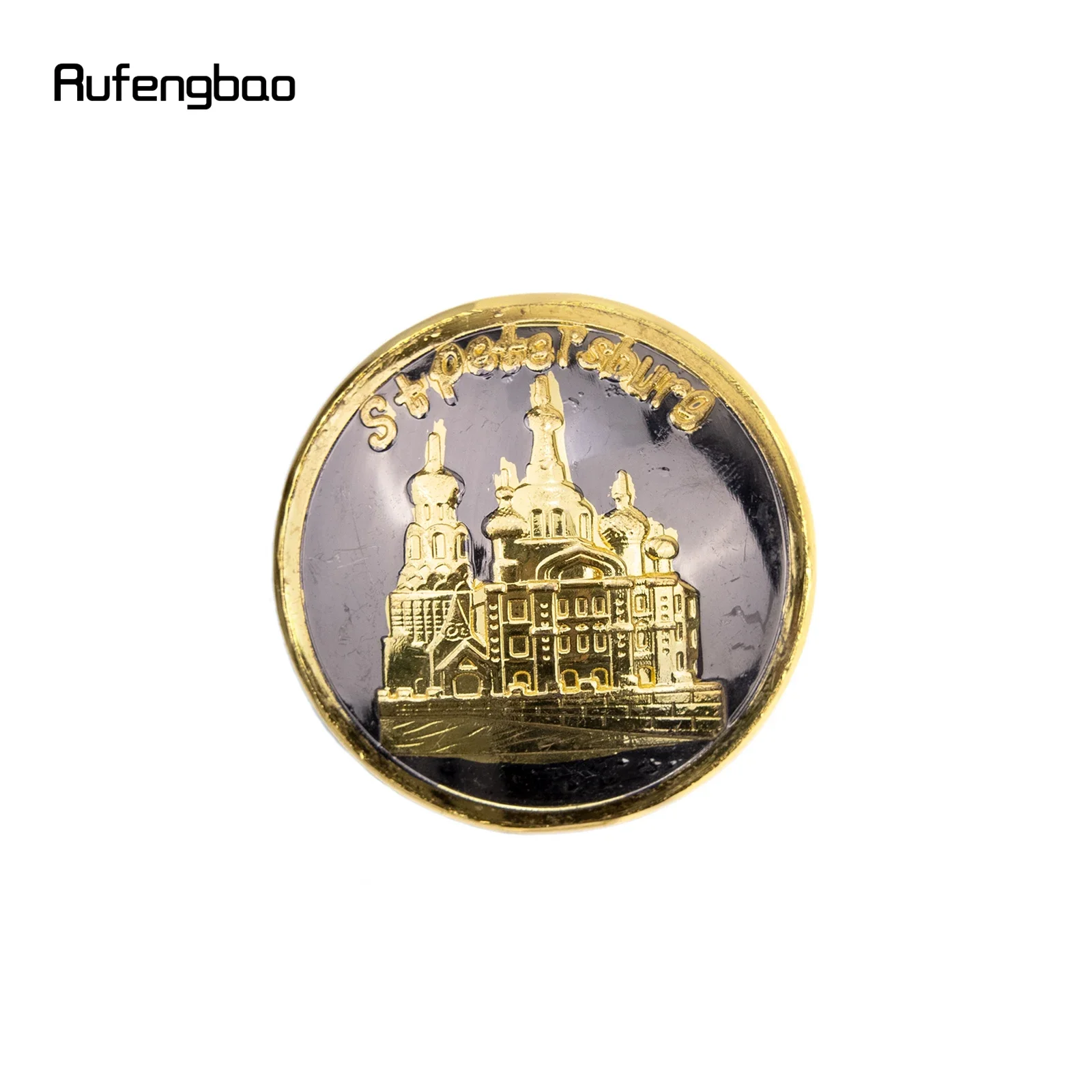 Golden Stpetersburg Cathedral Totem บรรเทาเดิน Cane แฟชั่นเดิน Stick สุภาพบุรุษ Crosier KNOB Walking Stick 93 ซม