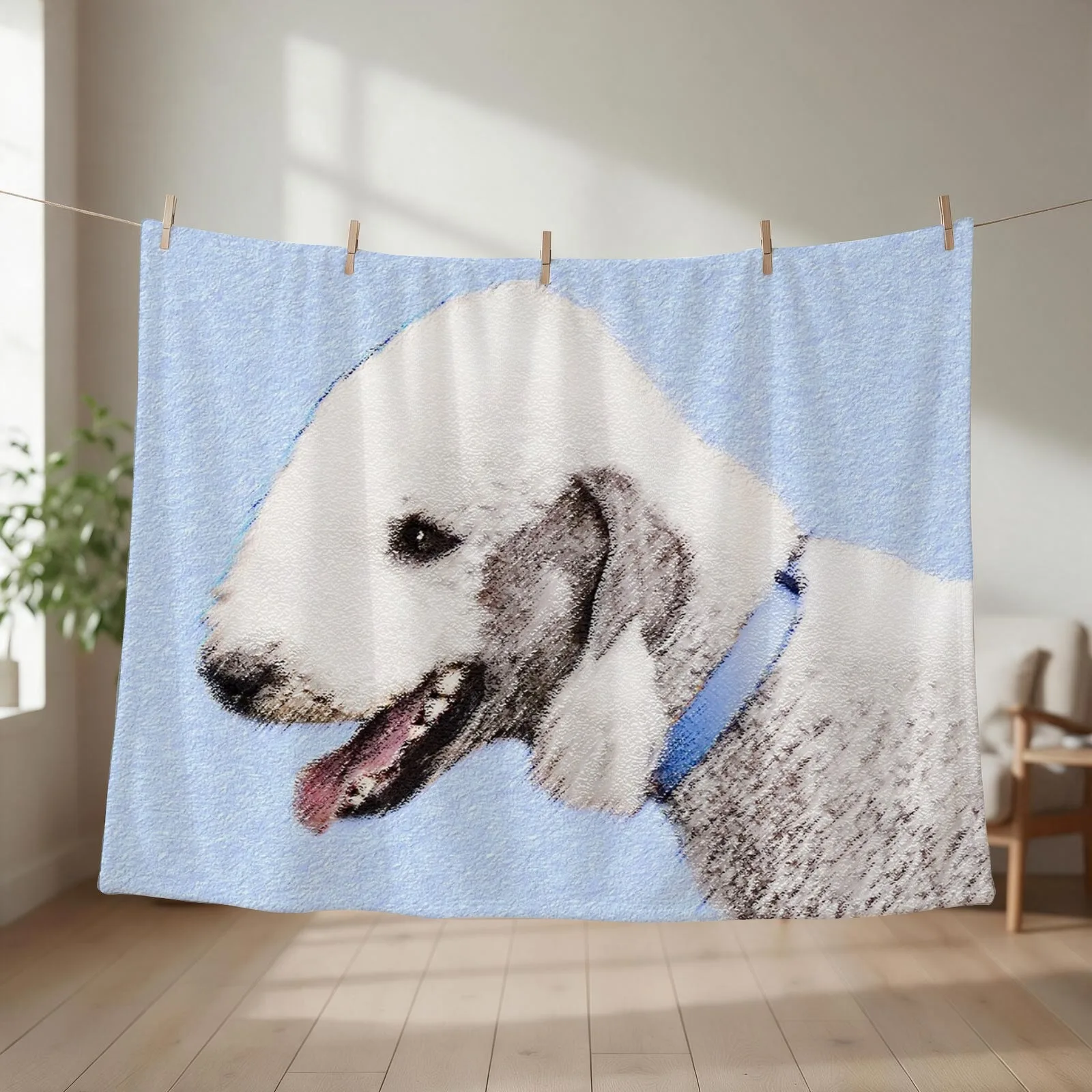 Bedlington Terrier Throw Blanket couch cozy soft plush fuzzy picnic outdoor blanket