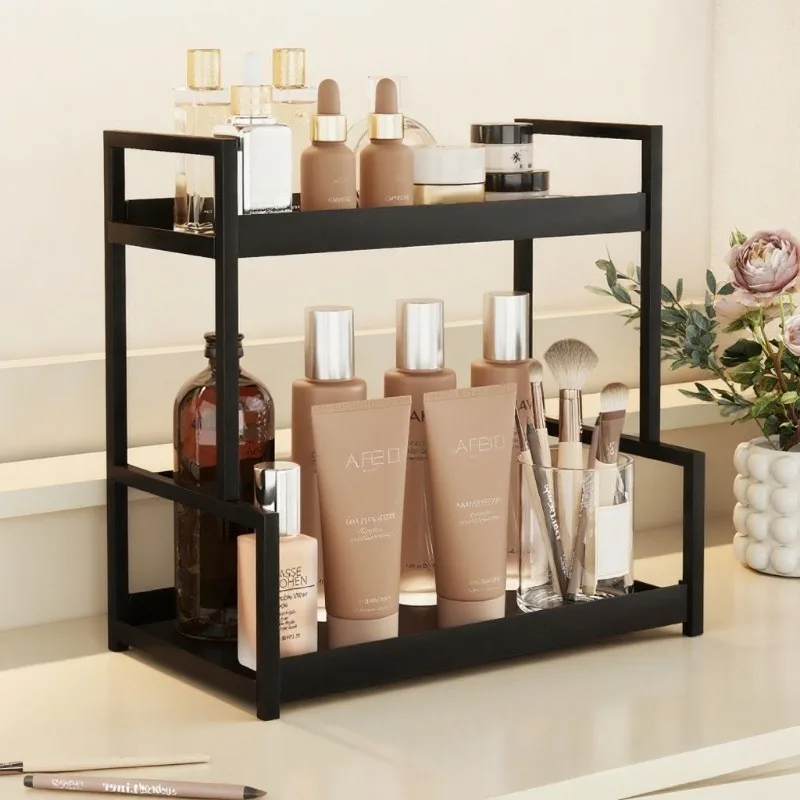 

Custom Bathroom Storage Rack Countertop Cosmetics Storage Box Bathroom Dressing Table Perfume and Skin Care Product Storage Rack