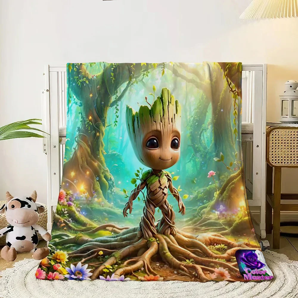 Guardians Of The Galaxy Groot Thin Blanket.King Size Four Season Blanket.for Sofa,Beds,Living Rooms,Travel Picnic Blankets Gift