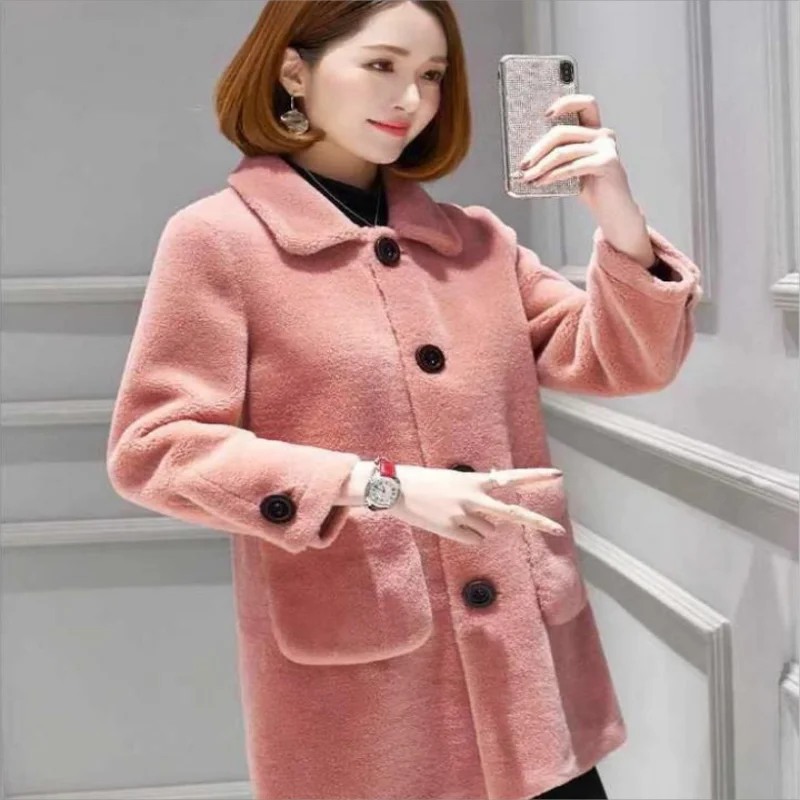 Imitation Lamb Wool Coat Medium Long Particle Shearling Temperament Coat Skin Hair One Body Autumn And Winter Lamb Cashmere