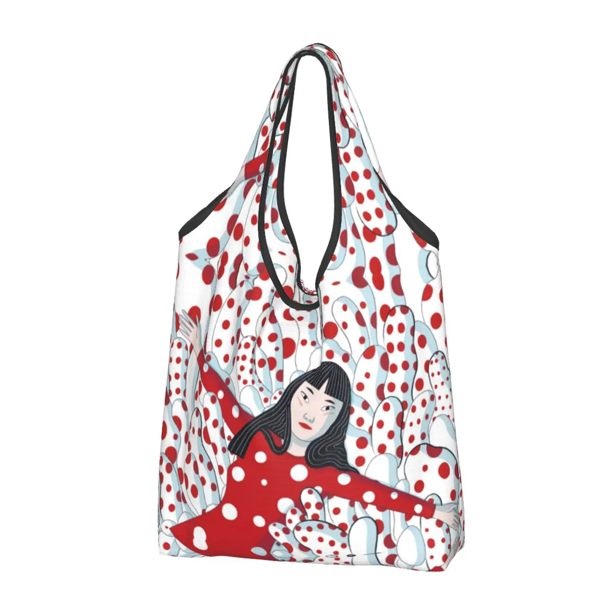 Yayoi Kusama Abstract Art Groceries Shopping Bags Funny Shopper Shoulder Tote Bags Large Capacity Portable Handbag