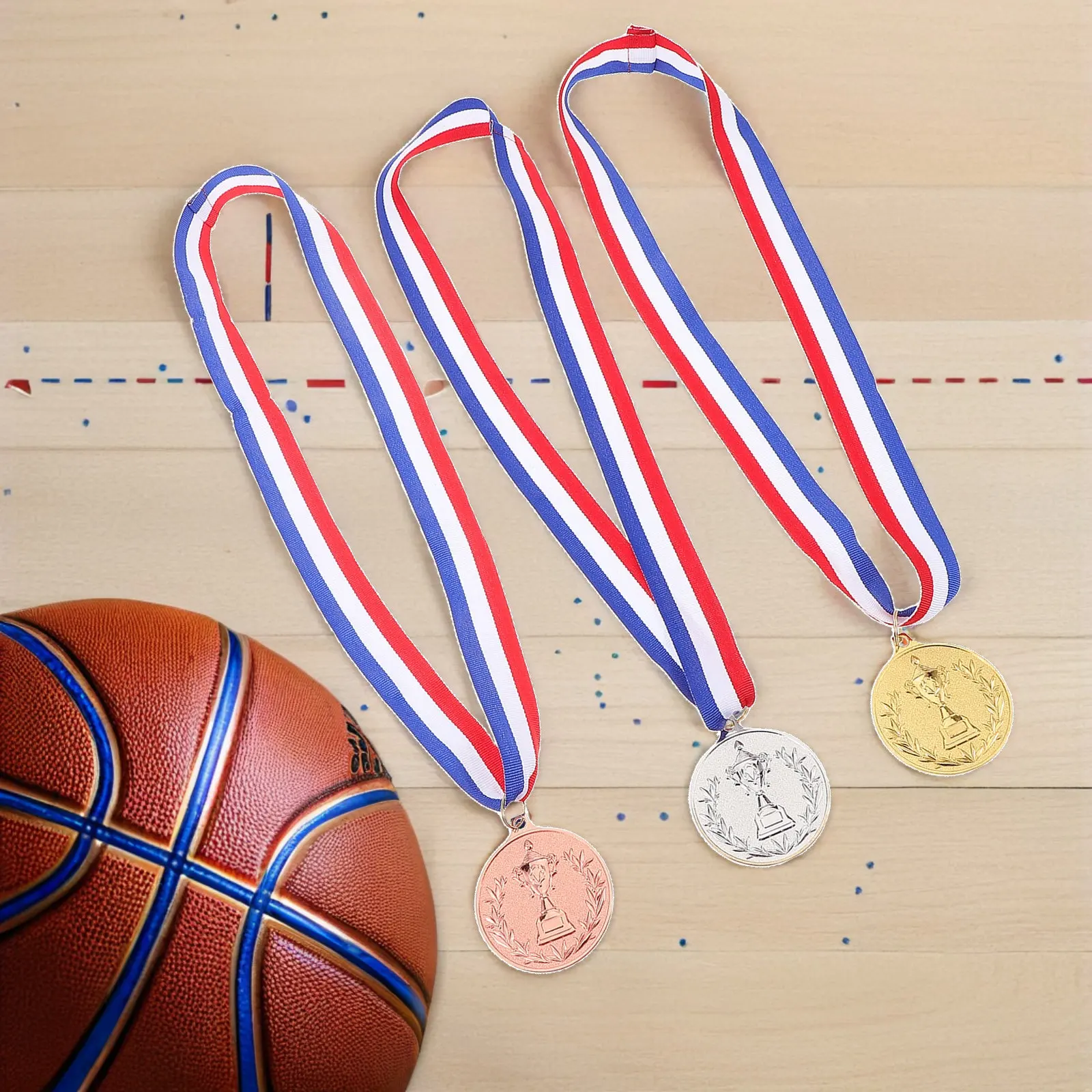 12pcs Gold Silver Bronze Metal Winner Medals for Sports Day, Award Ceremony, Race, Tournament