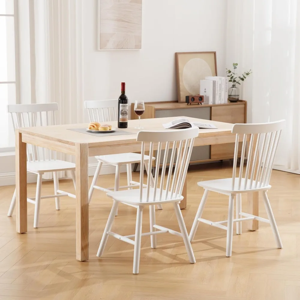 

Farmhouse Dining Chairs Set of 4 Wooden Kitchen Chairs Mid Century Modern Spindle Chair French Country Windsor Dining Chairs for