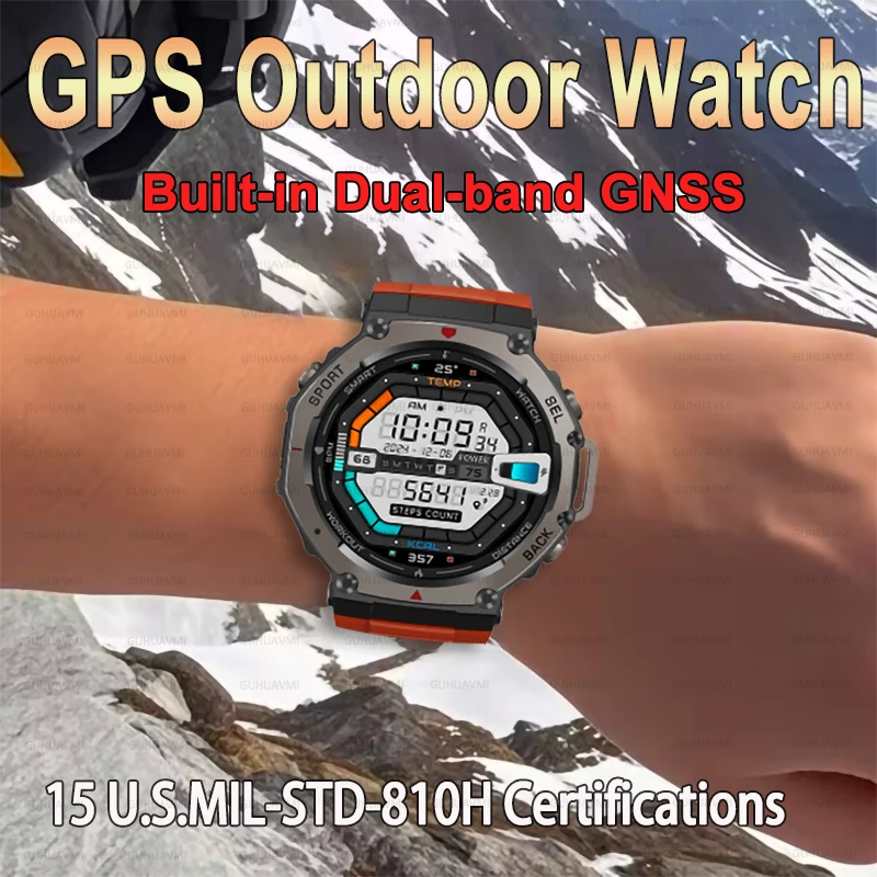

2025 New T-Rex 3 GPS Sport Smart Watch HD AMOLED10 ATM Waterproof 500mAh Long Battery Dual-band GNSS HD Bluetooth call Watch Men