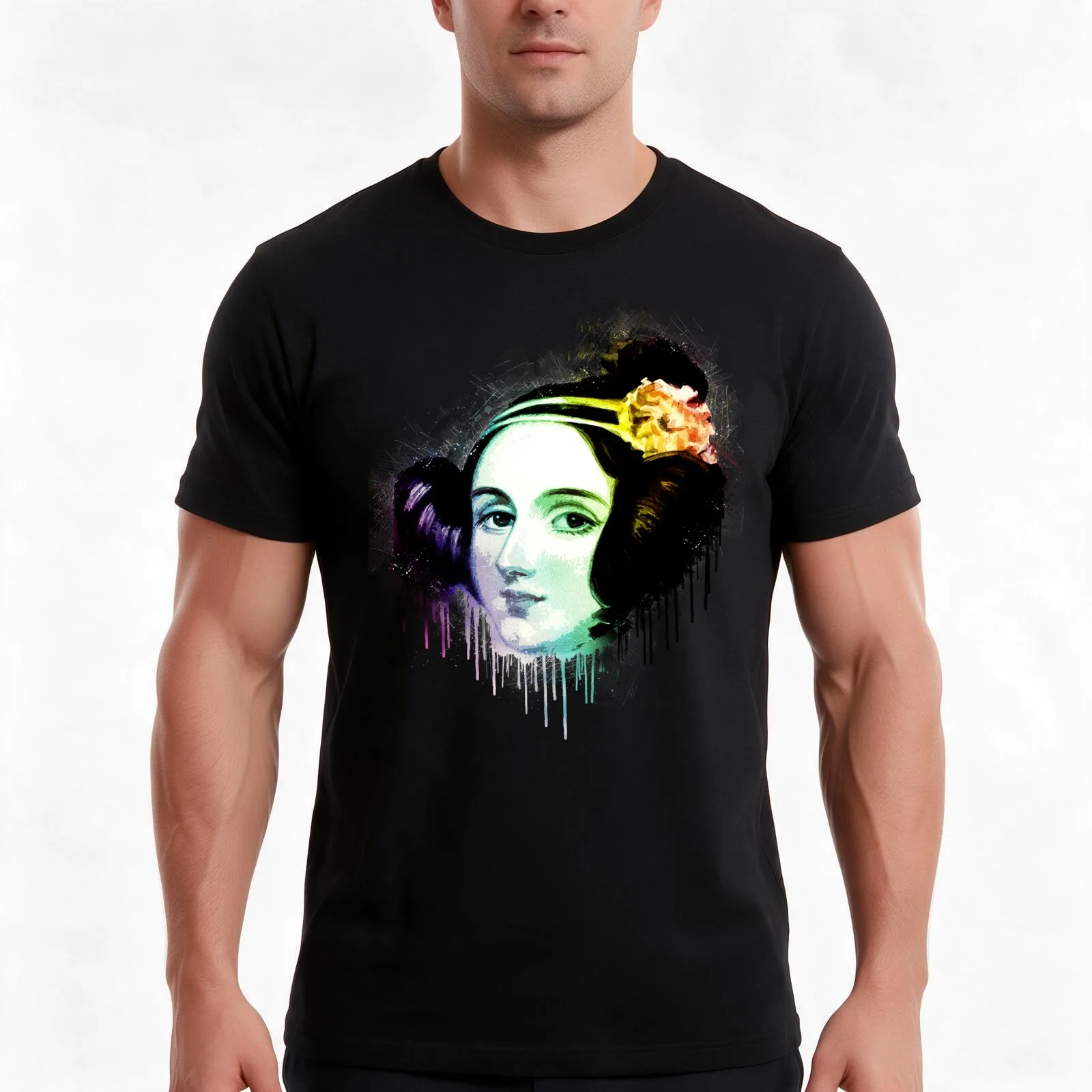Ada Lovelace Urban Grunge Painting Rainbow Spectrum T-Shirt Summer Casual Cotton Tee Oversized Streetwear Tops 100% Cotton