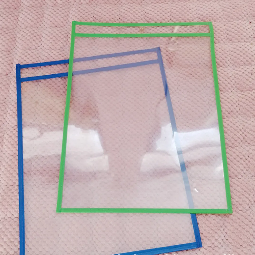 Dry Erase Pockets 10 Pack Reusable Clear Double Sided Easy Clean Worksheet Sleeves for School Office