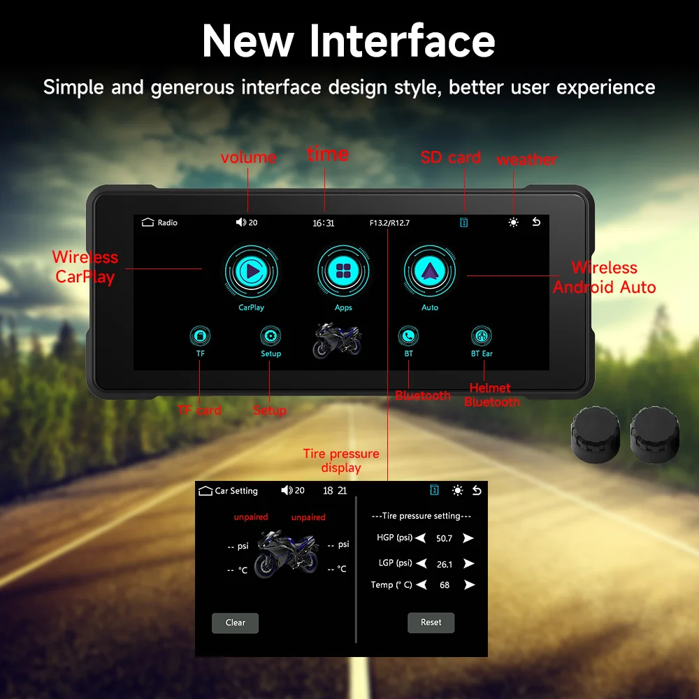 JIUYIN6.86 pouces Portable Moto Navigation GPS IPX7 Étanche Voiture Machine Écran Projection Carplay Opathie permission de Pression