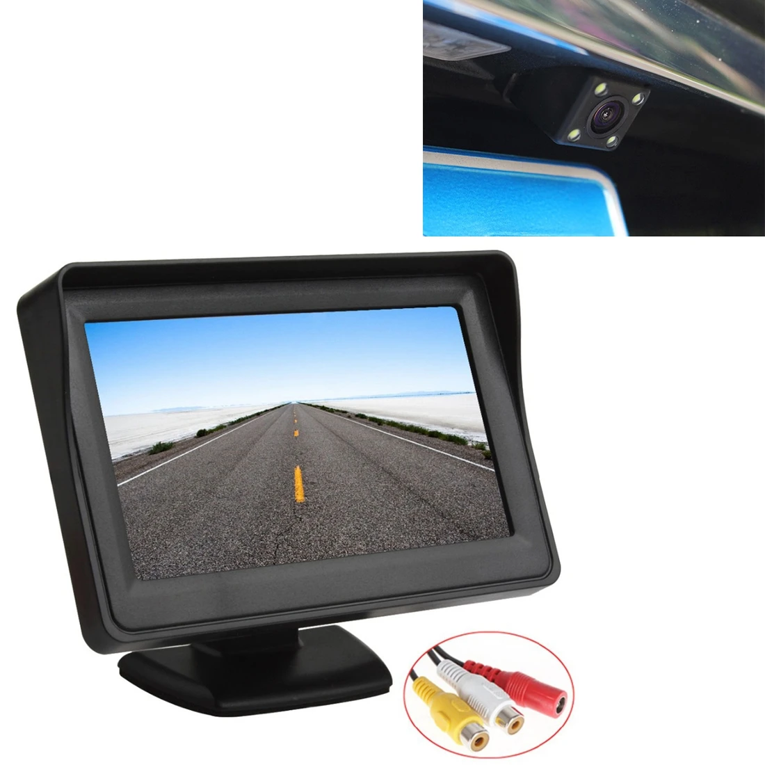 

PZ601-C TFT LCD 2 Video Input 4.3 Inch Parking Monitor 2 in 1 with 648*488 Pixels Rear View Camera Glass Lens with 6m RCA Video