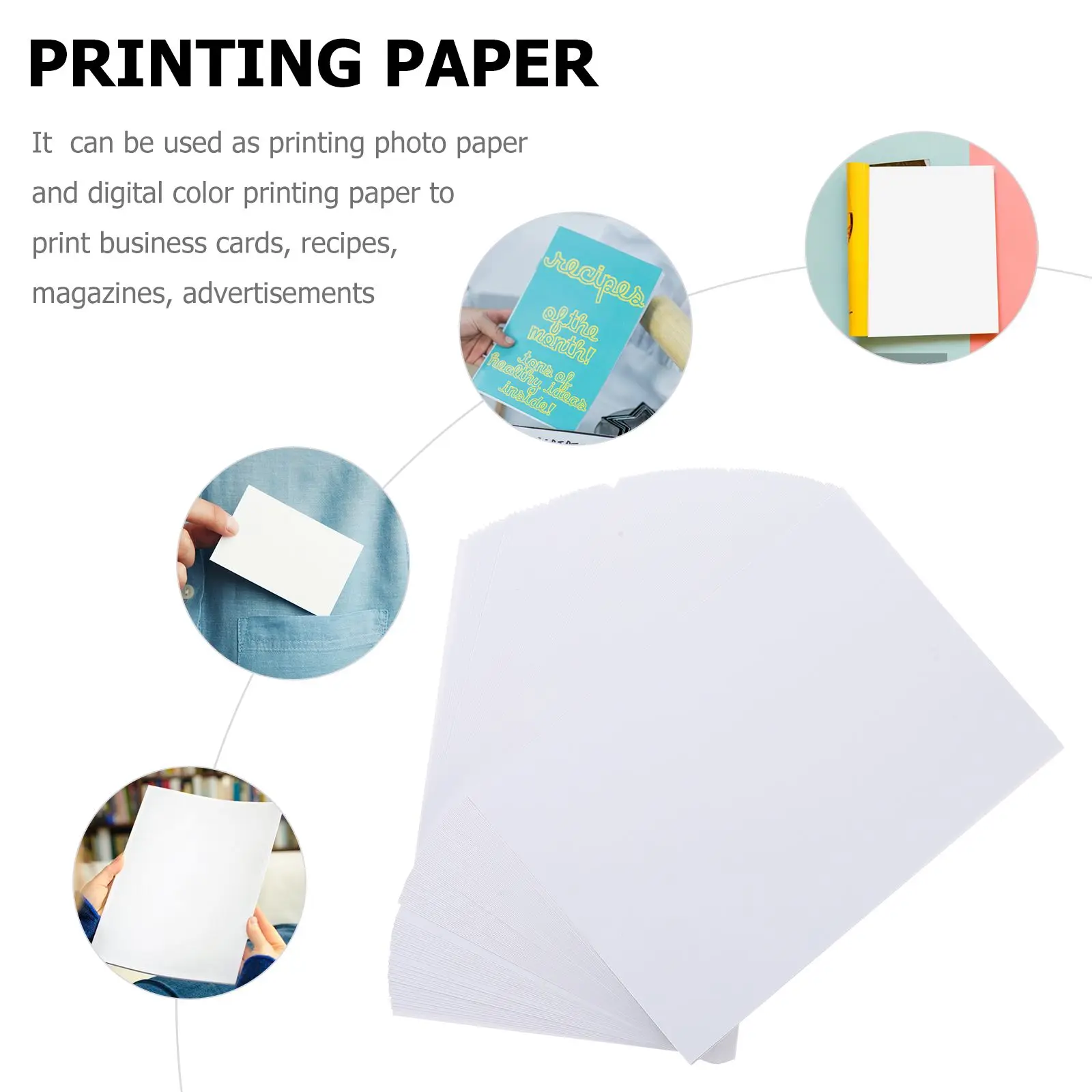 100 Sheets Photo Paper Glossy Double Sided Printing Coated Base Luster Standard Size Use Printing Papers
