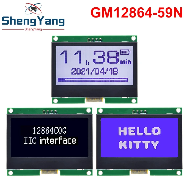 TZT 12864 IIC LCD Module 128X64 I2C ST7567S COG Graphic Display Screen Board LCM Panel 128x64 Dot Matrix Screen For Arduino