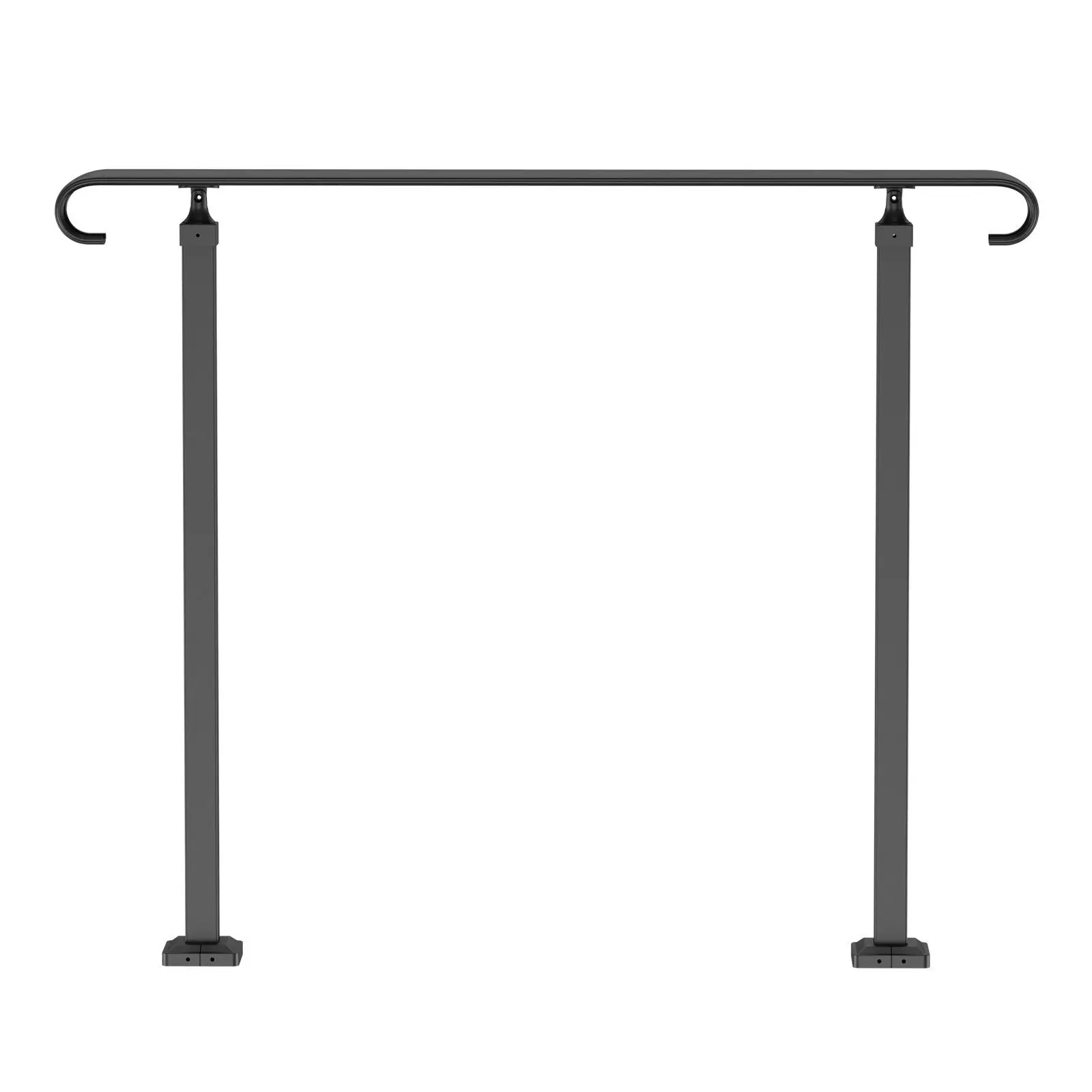 

Outdoor Handrail for 1-3 Steps – Adjustable Wrought Iron, Black – Fits Concrete/Wooden Stairs (Front Porch Safety Railing)