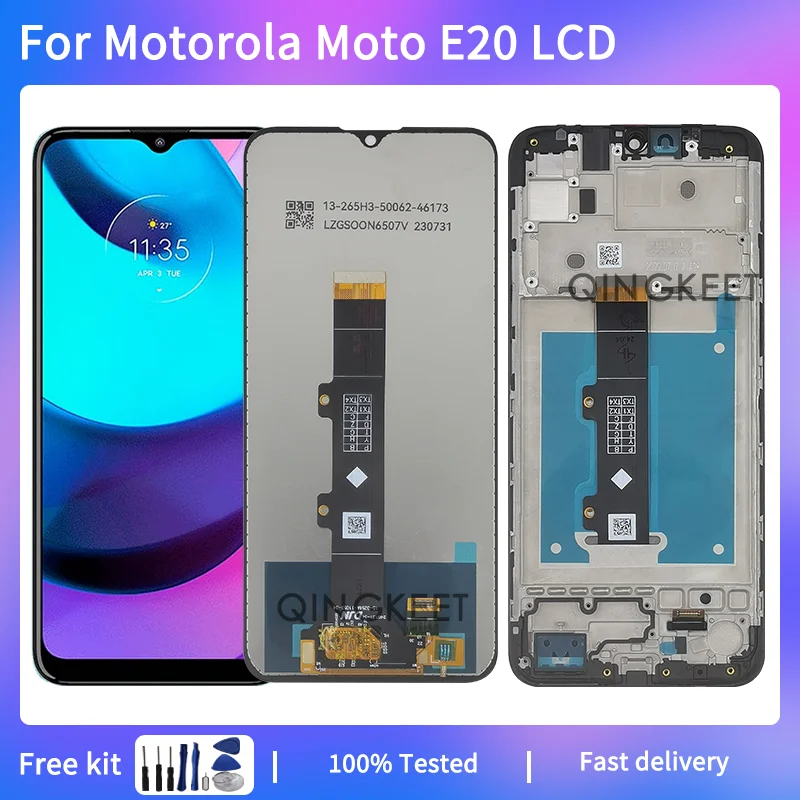 

6,5 "Новый ЖК-дисплей для Motorola Moto E20 XT2155, дисплей с сенсорным экраном и дигитайзером в сборе для Moto E20, ЖК-дисплей с рамкой для телефона