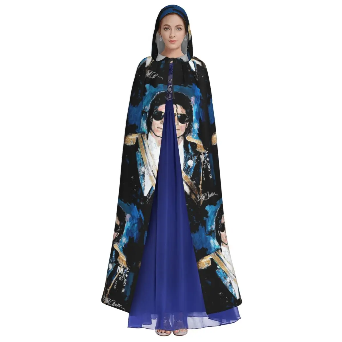 Michael 1984 Grammys Jackson Pop Art Portrait Long Hooded Cloak Witch Medieval Costume Cosplay Cape HalloweenVampire Adult view 3