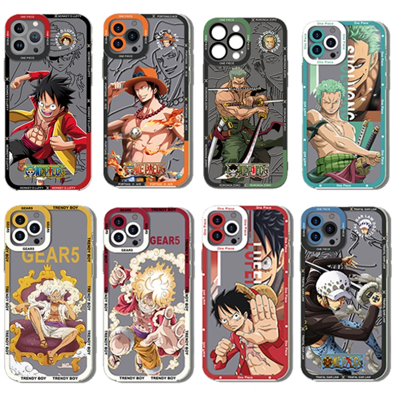 One Pieces Japan Anime Luffys Gear 5 Phone Case for IPhone 15 14 13 12 Mini 11 Pro Max X XR XS 8 SE PlusTransparent Cover Cool