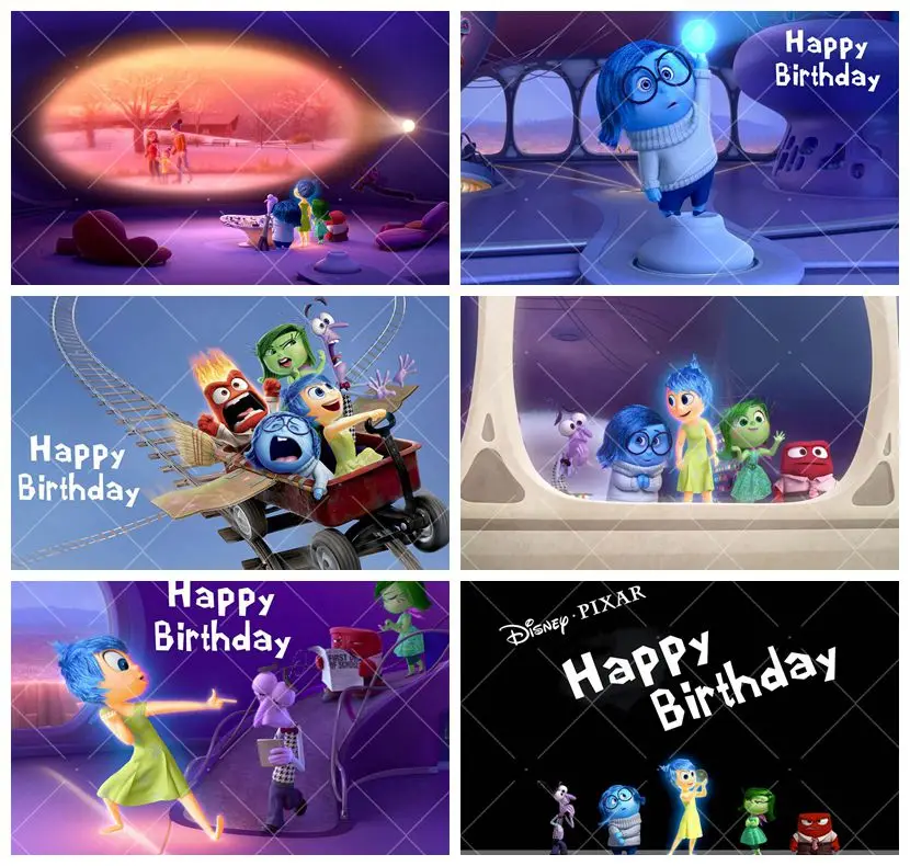 Disney Inside Out Backdrop Sadness Fear Joy Disgust Anxiety Envy Embarrassment Ennui Anger Birthday Inside Out Custom Banner