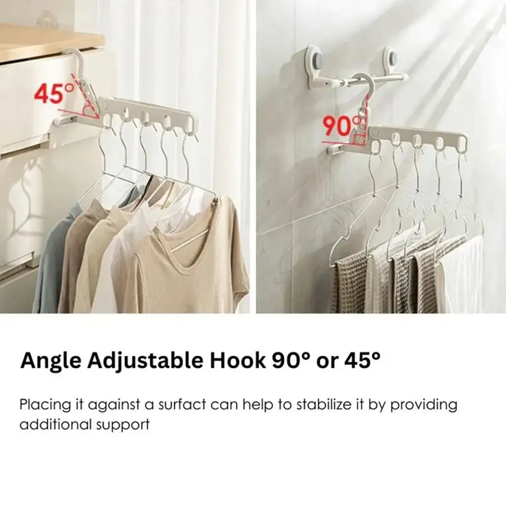 New Foldable Clothes Drying Rack Angle Adjustable Five-hole Clothes Hook Multi-function Clothes Hanger Hotels view 3