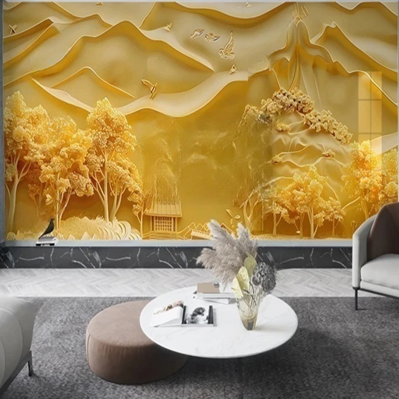 Custom Wall Mural Abstract Wallpaper Modern 3D Stereo Embossed Pastoral TV Sofa Background Wall Designs Home Interior Decoration