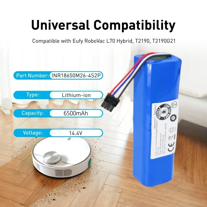 INR18650 M26-4S2P 14.4V 6500mAh Li-ion Battery For Eufy Robovac L70 Hybrid T2190 T2190G21 Vacuum Cleaner