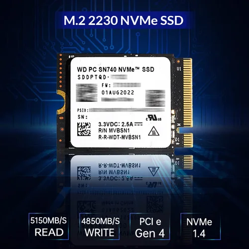 Imagen 2 del producto Unidad de estado sólido Western Digital WD SN740 2TB 1TB SSD M.2 2230 Gen4 PCIe 4,0 X4 NVMe para Steam Deck Microsoft Surface ProX