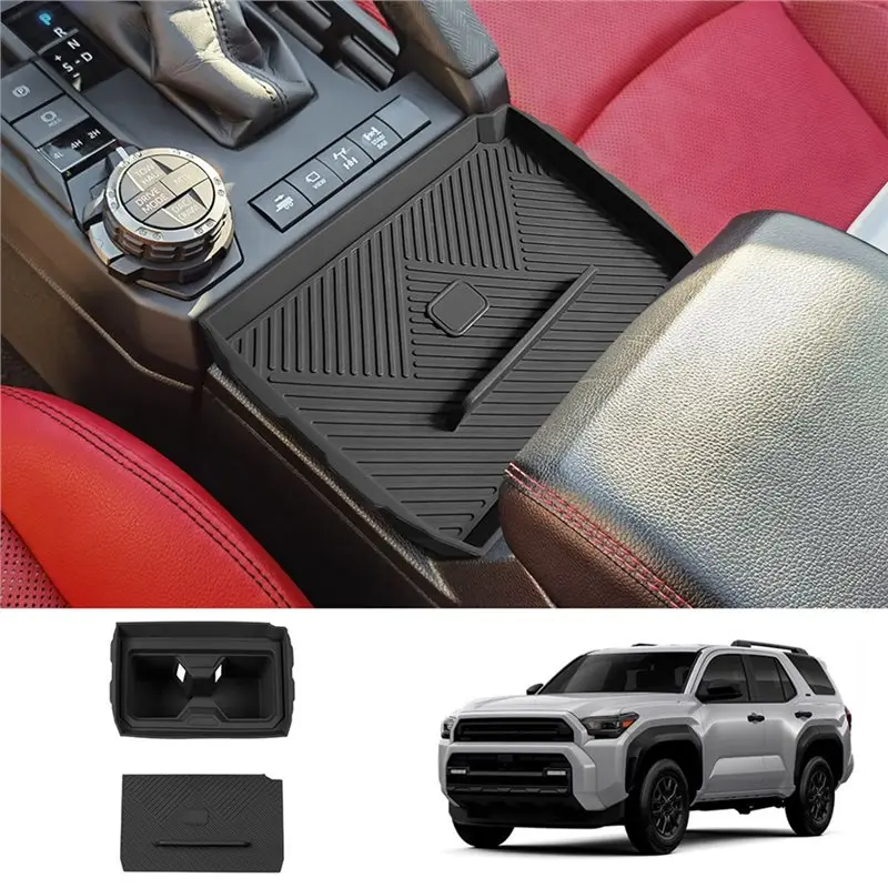 A27F-For Toyota 4Runner 2025 2026 Accessories Center Console Cup Holder Insert Set Storage Organizer Privacy Mat