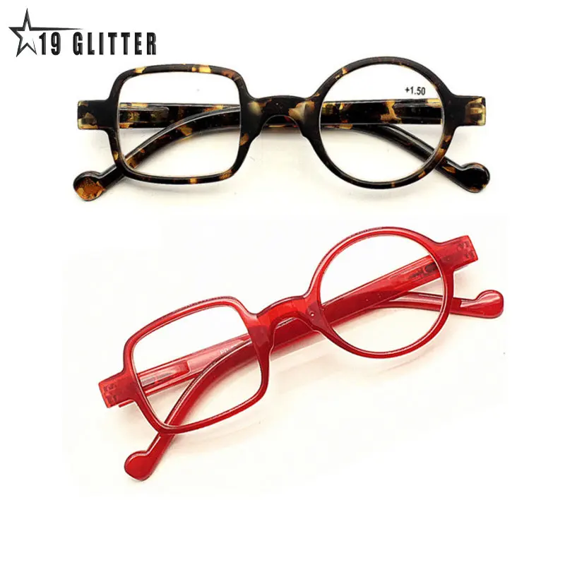 Retro Leopard Asymmetrical Round&Square Reading Glasses Women&Men Presbyopia Glasses Hyperopia Eyeglasses For Elder