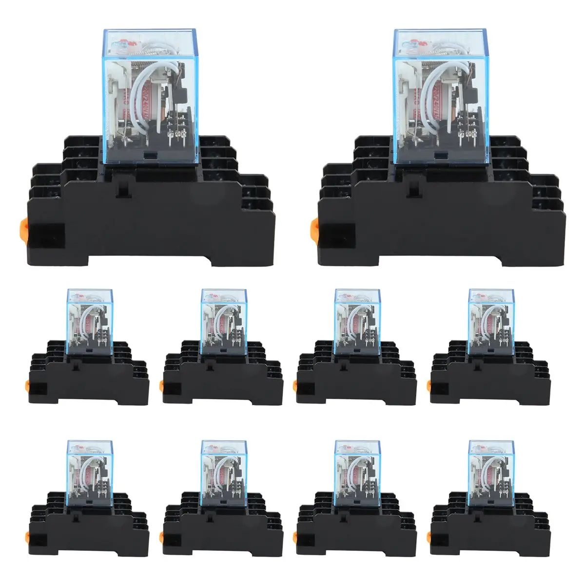 (ˉ﹃ˉ) 10Pc MY4NJ 14PIN 4DPDT Electronic Mini Electromagnetic Relay 5A Coil with PYF14A Socket Base AC 220V