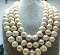 A huge 54 inch 12-11 millimeter natural South Sea Baroque pearl necklace, 14Kp gold 16/18/20 inch+three rows 17/18/19 inch