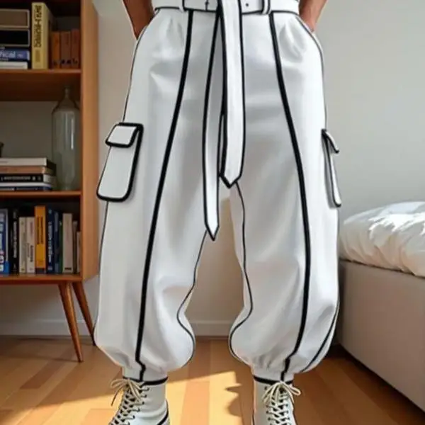 

New Men's Casual Pants High Waist Straight Leg Paratrooper Sle Neutral Fit Other Fabric 00% Other Material Winter Collection