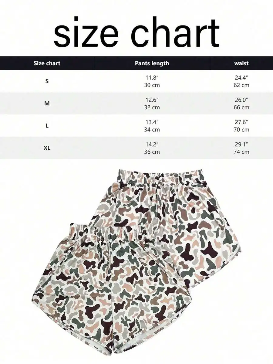 

Mens Camouflage Print Elastic Waist Loose Casual Shorts For Summer Daily Wear Beach Vacation